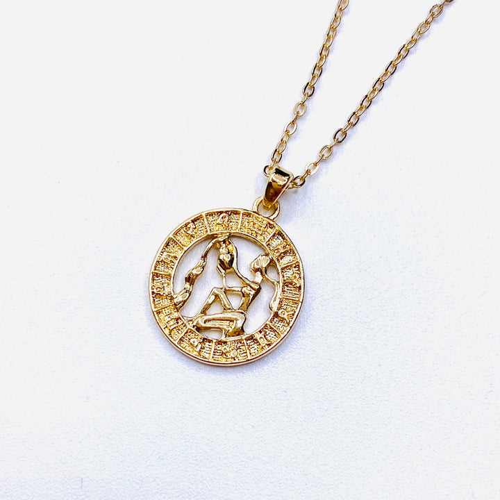 Necklace Charm Zodiac Circle Gold