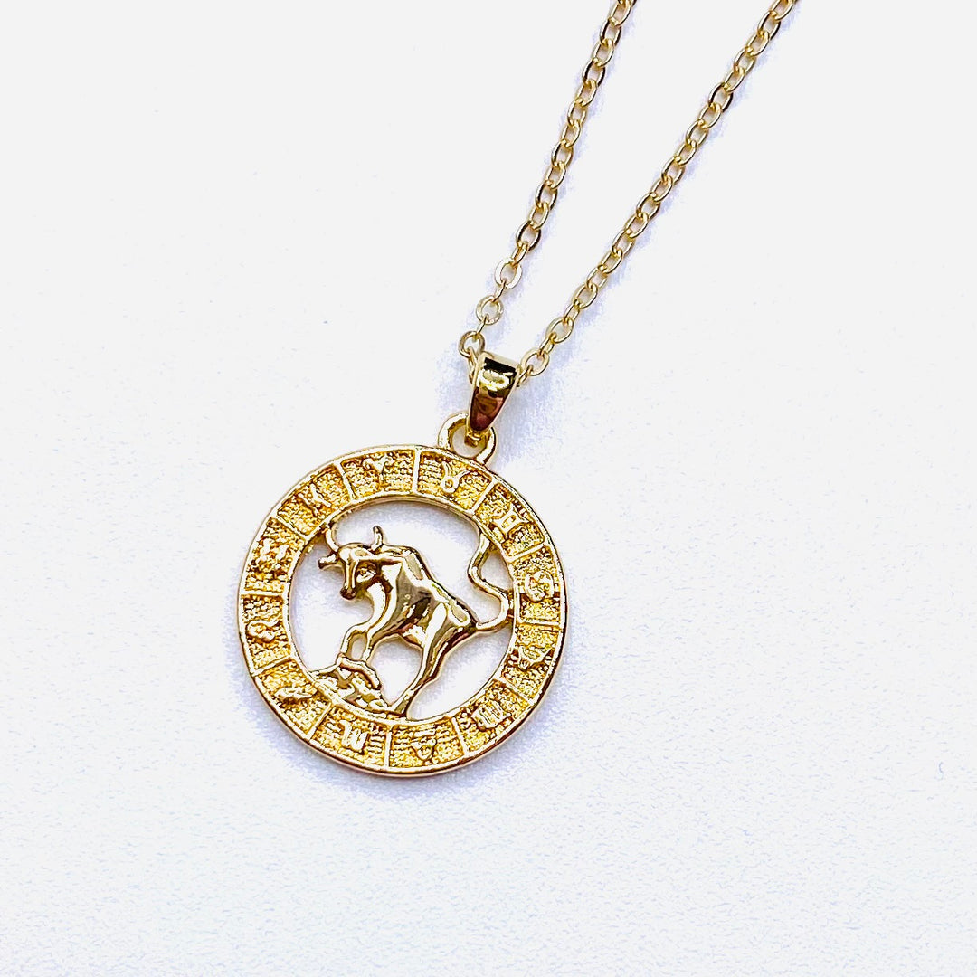 Necklace Charm Zodiac Circle Gold