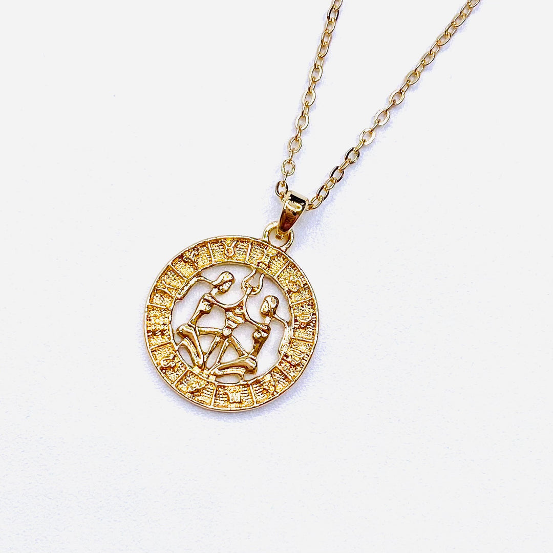 Necklace Charm Zodiac Circle Gold