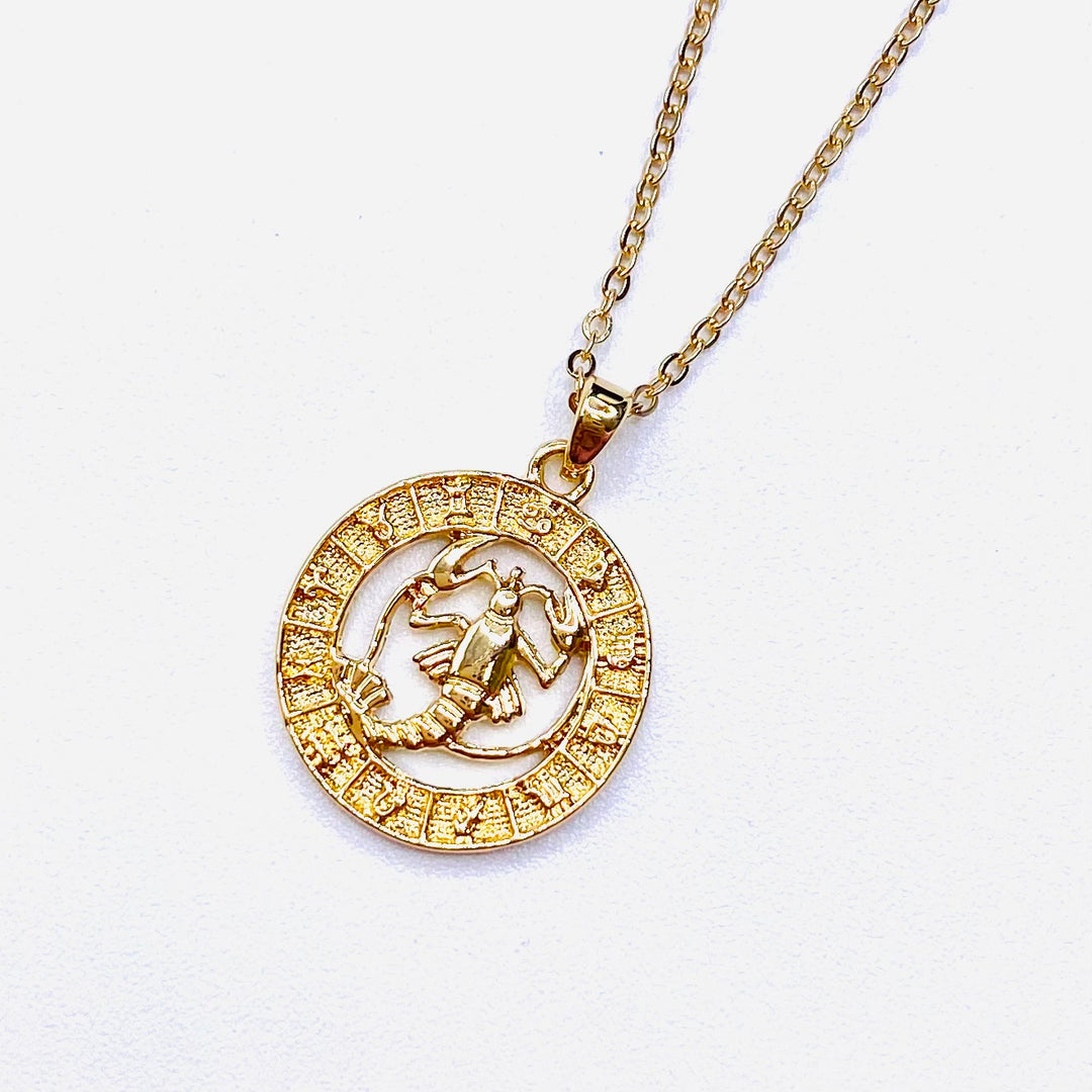 Necklace Charm Zodiac Circle Gold