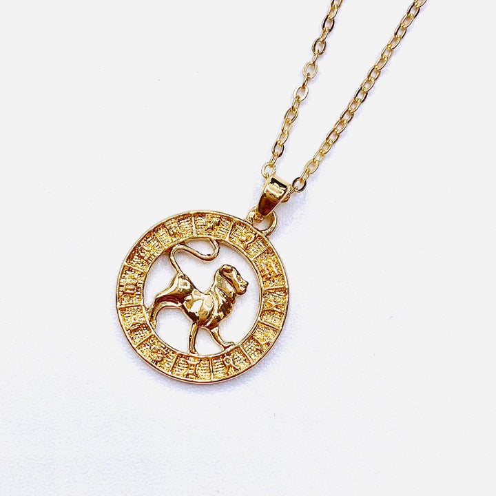 Necklace Charm Zodiac Circle Gold