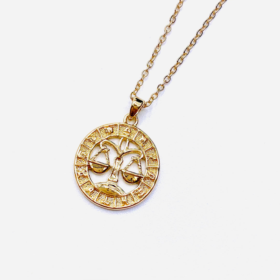 Necklace Charm Zodiac Circle Gold