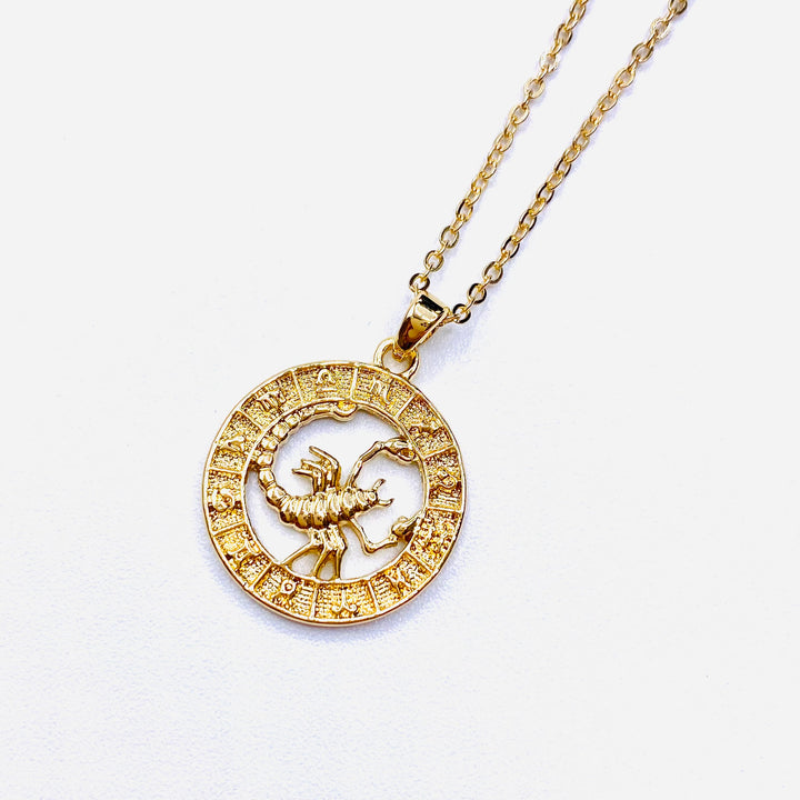 Necklace Charm Zodiac Circle Gold