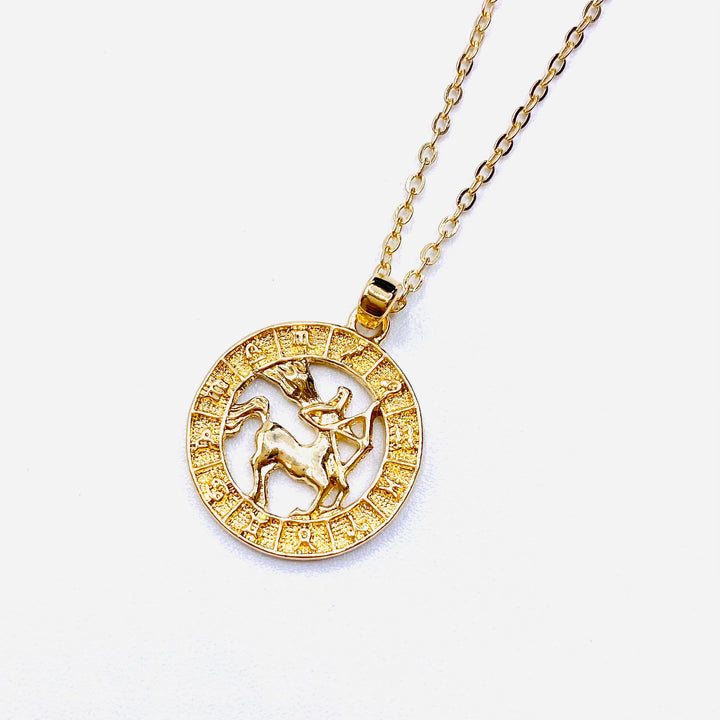 Necklace Charm Zodiac Circle Gold