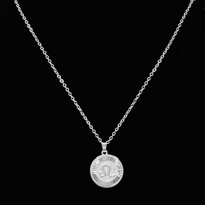 Necklace Charm Circle Zodiac Silver